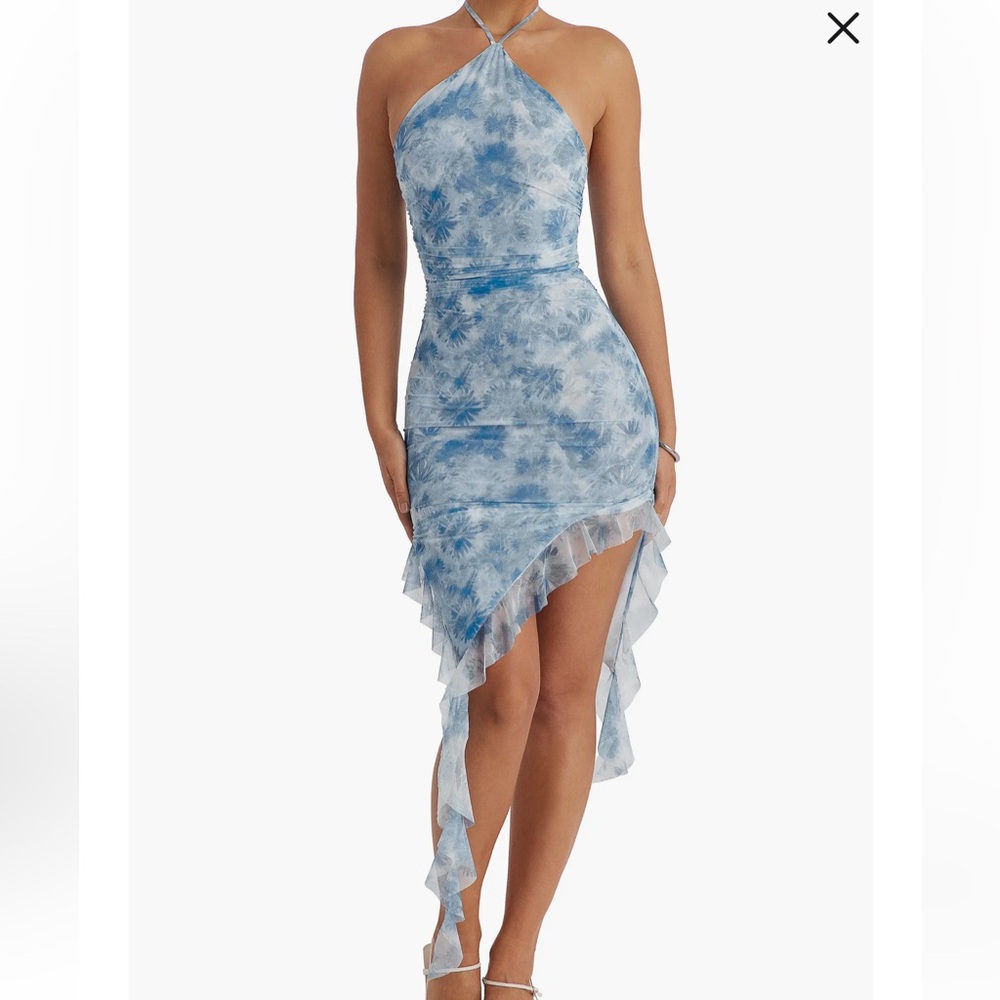 Mistress Rocks Floral Asymmetric Ruffle Mini Dress